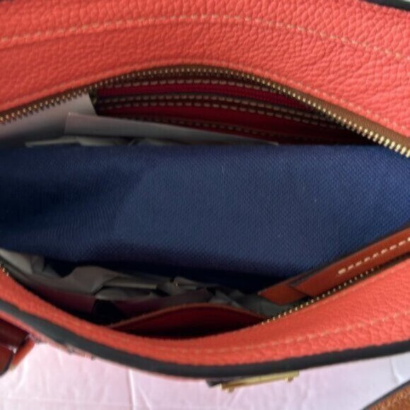 Dooney & Bourke Leather Small Lexington Pebbled Grain Shoulder Handbag Coral - Picture 11 of 13